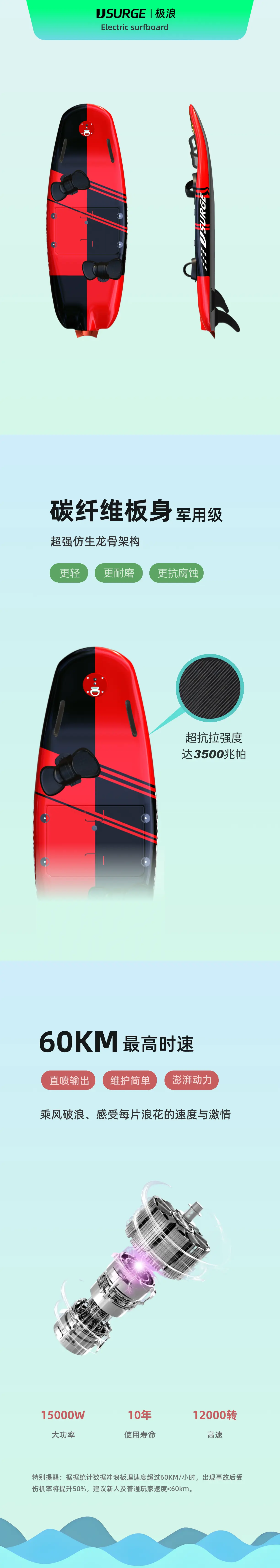 JS001电动冲浪板参数