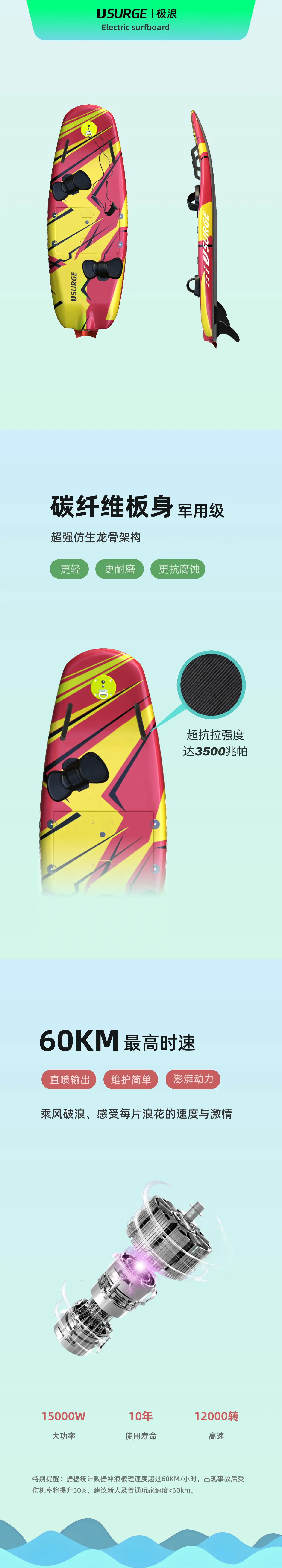 JS004电动冲浪板参数