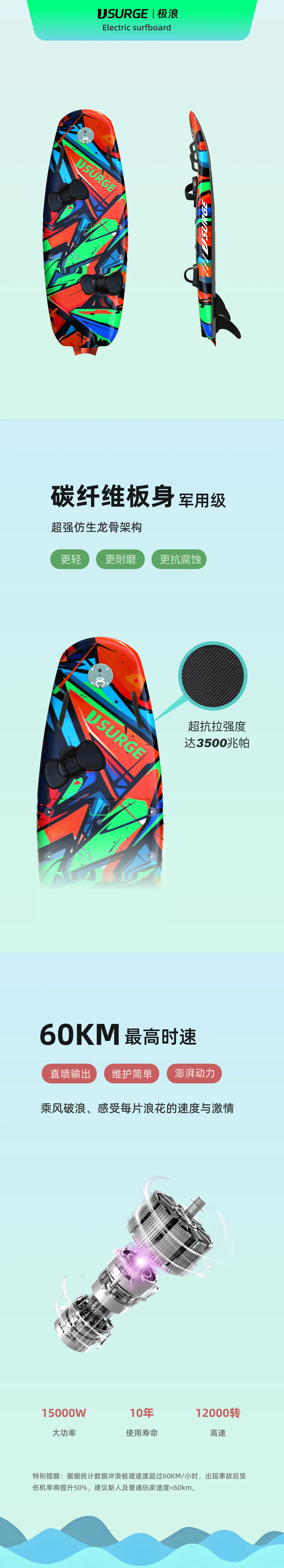 JS007电动冲浪板参数