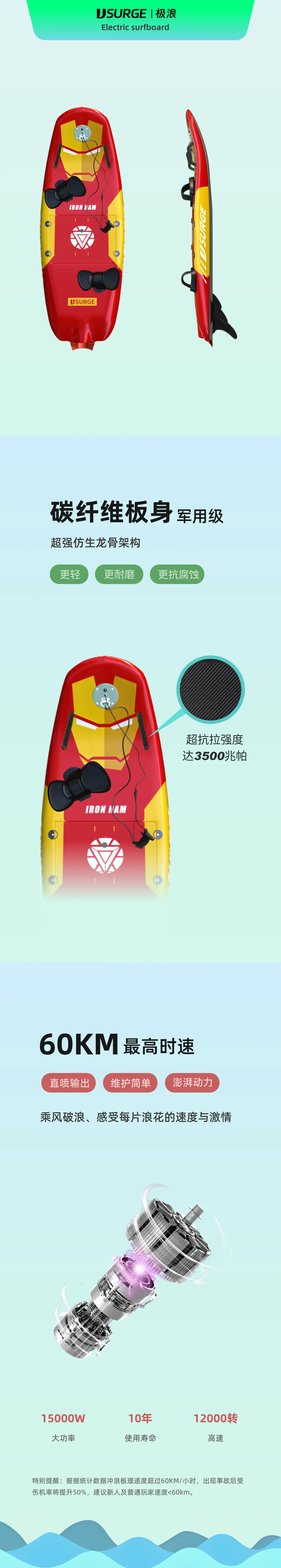 JS015电动冲浪板参数